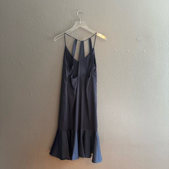 Lulus Alston Navy Blue Satin Midi Dress Size S - Picture 7 of 12